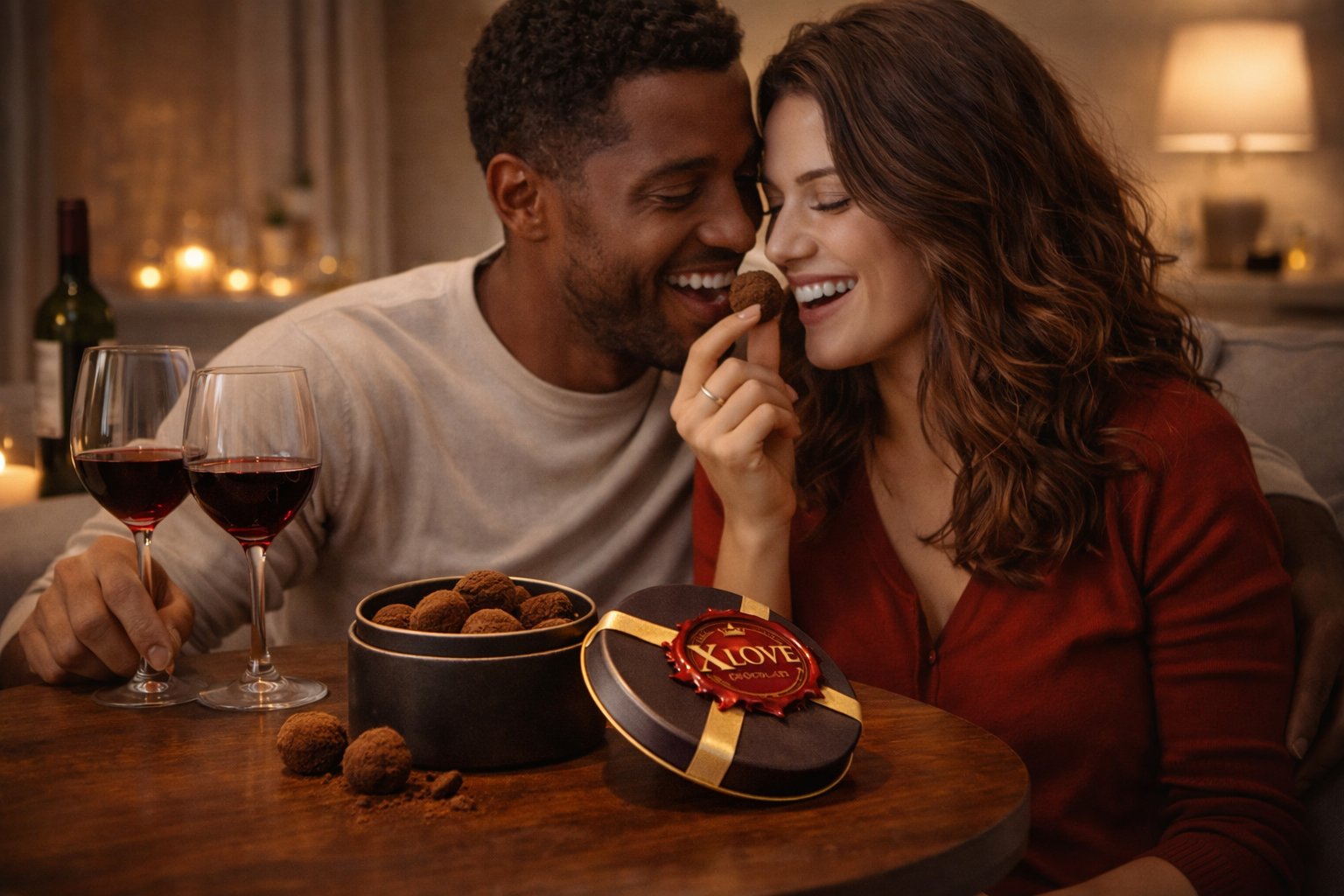 Chocolate do amor em composição refinada com estética romântica