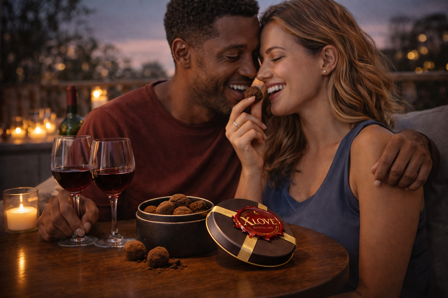 Presente para casal em composição romântica sofisticada